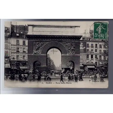 Carte postale 75 - Paris - Porte Saint-Martin - Voyage - Dos divise Gros Lot
