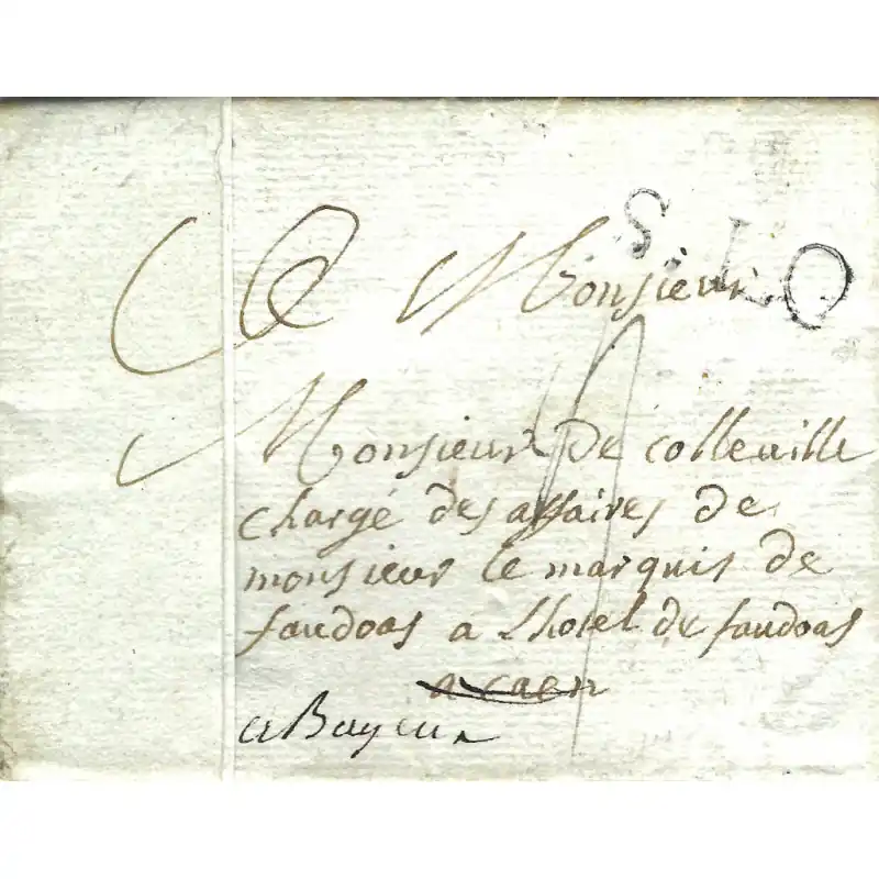 Meilleur Prix Timbre noir S. LO (Saint-Lô) sur lettre pour Caen 1779.