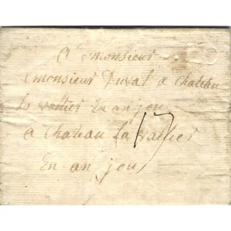 Paiement Sécurisé Timbre sec S. LO (Saint-Lô) sur lettre pour Château-la-Vallière en double port 1781. R