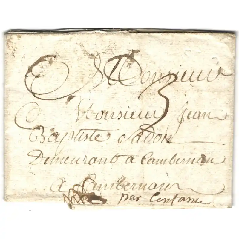 Haute Qualité Timbre sec St LO (Saint-Lô) sur lettre pour Cambernon 1744. R
