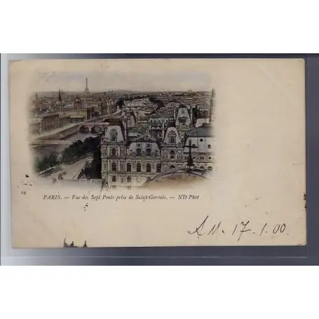 Carte postale 75 - Paris - Vue des Sept Ponts prise de Saint-Gervais - Voyage - Dos non div Produit De Marque