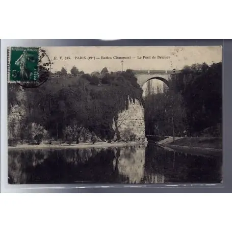 Carte postale 75 - Paris 19eme - Buttes Chaumont - le Pont de Briques - Voyage - Dos divise Expédié Aujourd’hui