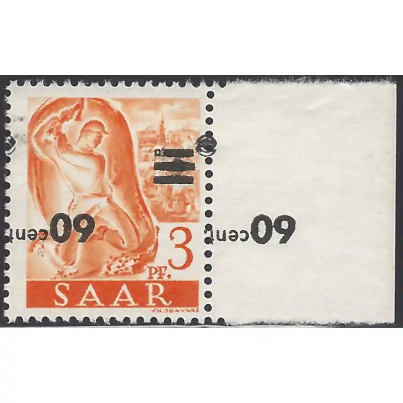 Marque Sarre timbre N°217b Bdf surcharge renversée neuf**.