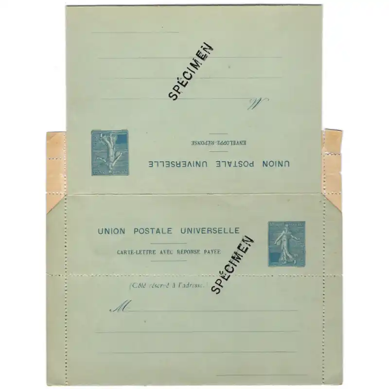 Projet de Carte-Lettre UPU Semeuse lignée Spécimen, R. Édition Limitée