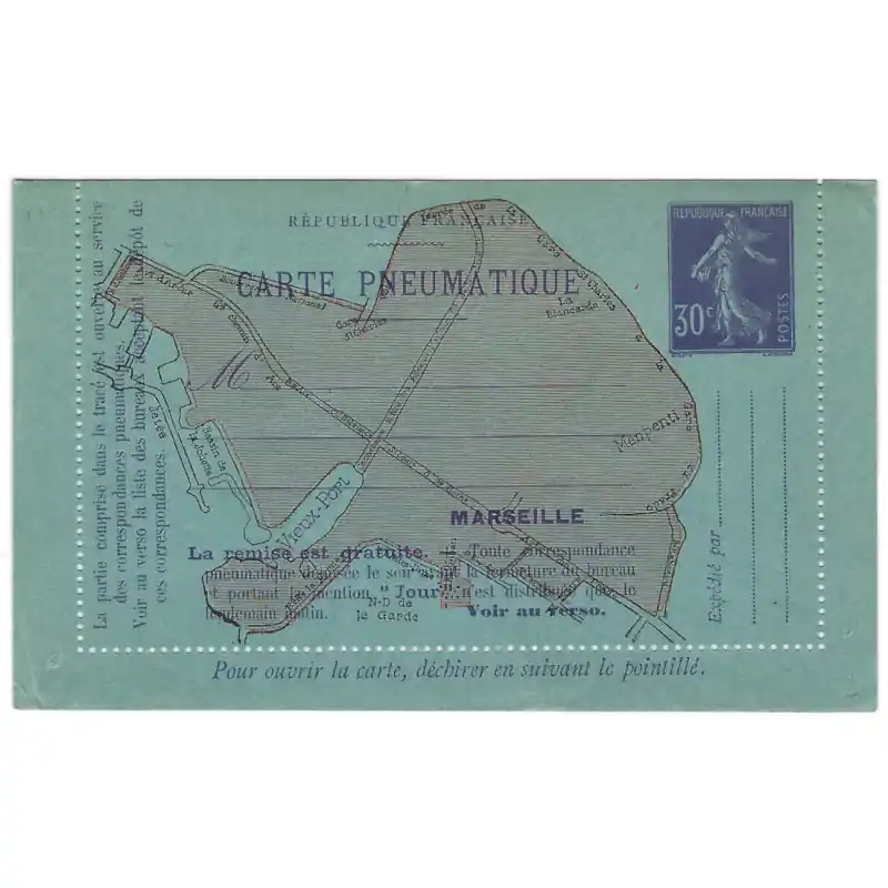 Carte-Lettre Pneumatique pour Marseille neuf. R Petit Prix