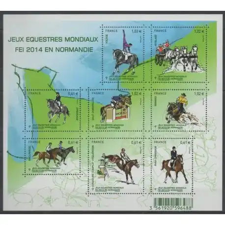 Livraison Mondiale France - Blocs et feuillets - 2014 - No F 4890 - Chevaux
