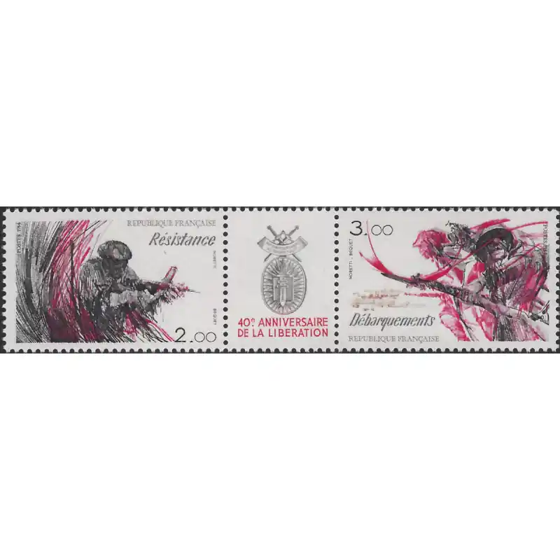 Nouveauté 40ème anniversaire de la Libération timbres de France N°T2313A triptyque neuf**.
