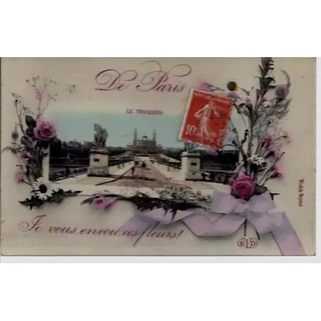 Usine Directe Carte postale De Paris je vous envoie ces fleurs - Le Trocadero