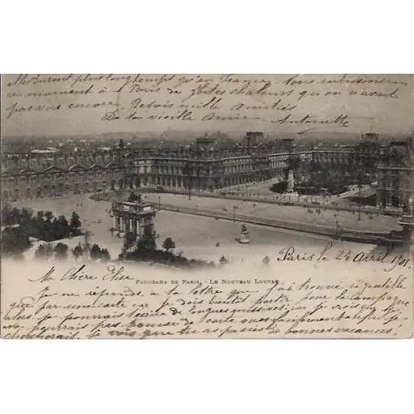Authentique Carte postale Panorama de Paris - Le nouveau Louvre