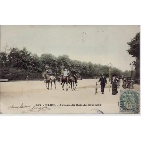 Carte postale Paris - Avenue du Bois de Boulogne - 1904 Prix Bas