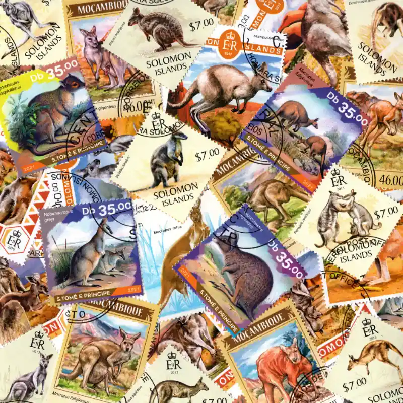 Kangourous 25 timbres thématiques tous différents. Promotion Saisonnière