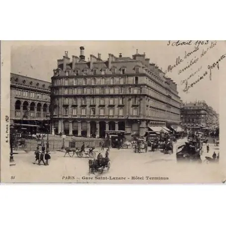 Livraison Gratuite Carte postale Paris - Gare st Lazare - Hotel Terminus - 1903