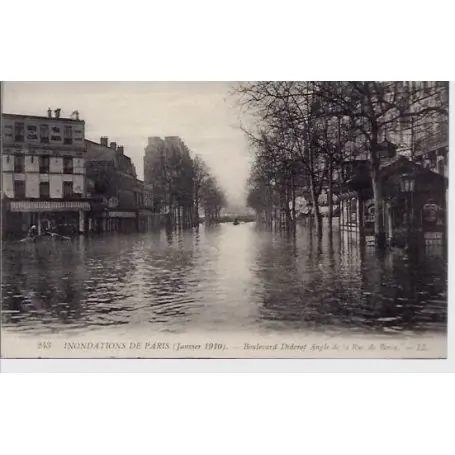 Fait Main Carte postale Paris - Inondations 1910 - Boulevard Diderot