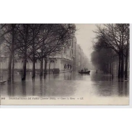 Carte postale Paris - Inondations 1910 - Cours la Reine En Vogue