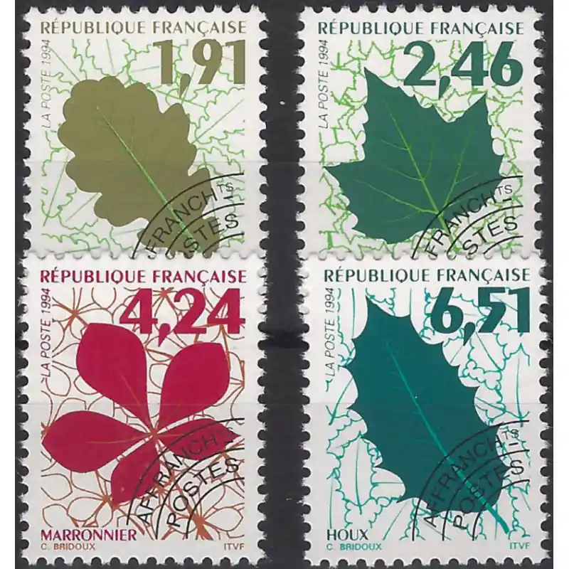 Livraison Gratuite Feuilles d'arbres timbres préoblitérés N°232-235 série neuf**.