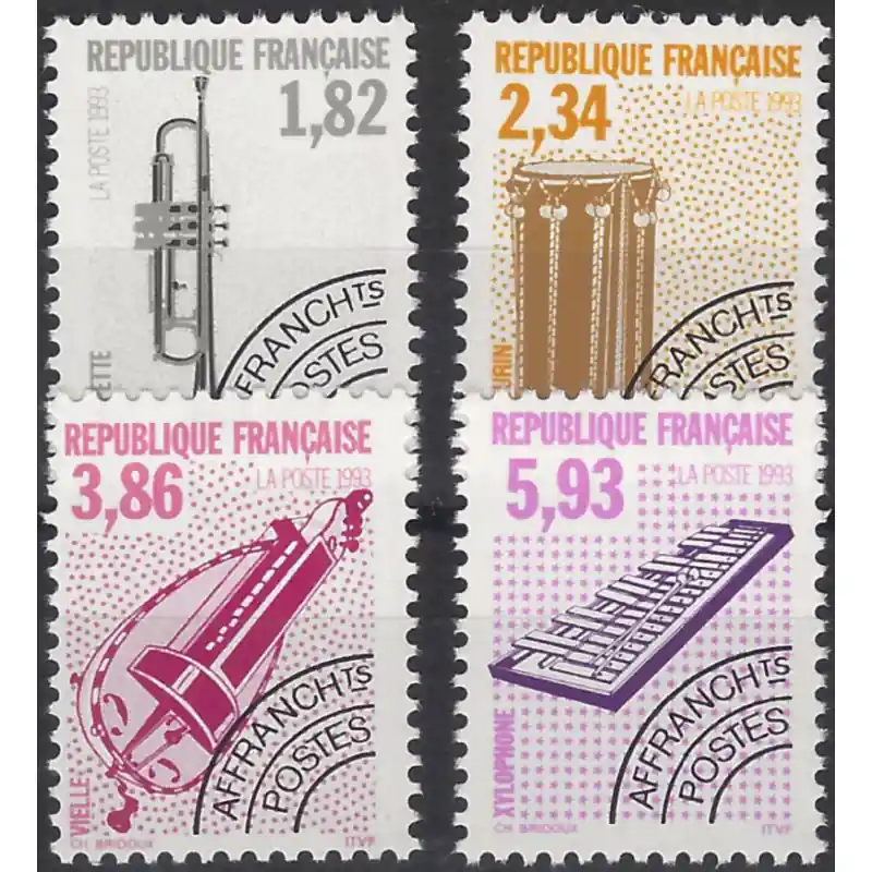 Instruments de musique timbres préoblitérés N°228-231 série neuf**. Vente Flash