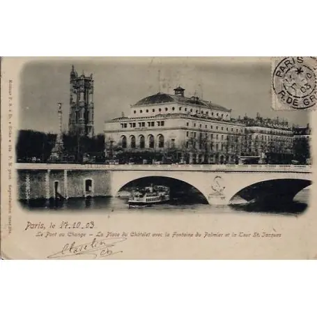 Carte postale Paris - Le pont au Change - Bateau Mouche - 1903 Dernier Modèle