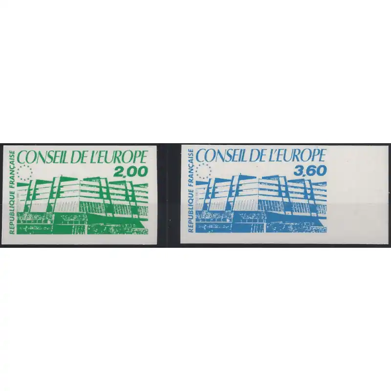 Paiement Sécurisé Conseil de l'Europe timbres de service N°96-97 série non dentelé neuf**.