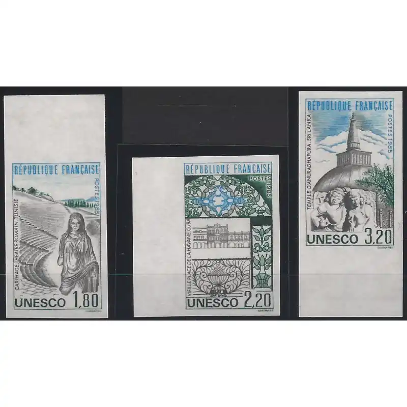 U.N.E.S.C.O. timbres de service N°88-90 série non dentelé neuf**. Super Prix