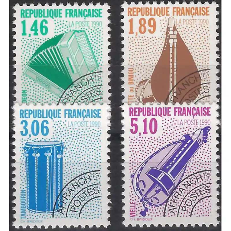 Instruments de musique timbres préoblitérés N°206-209 série neuf**. Petit Prix