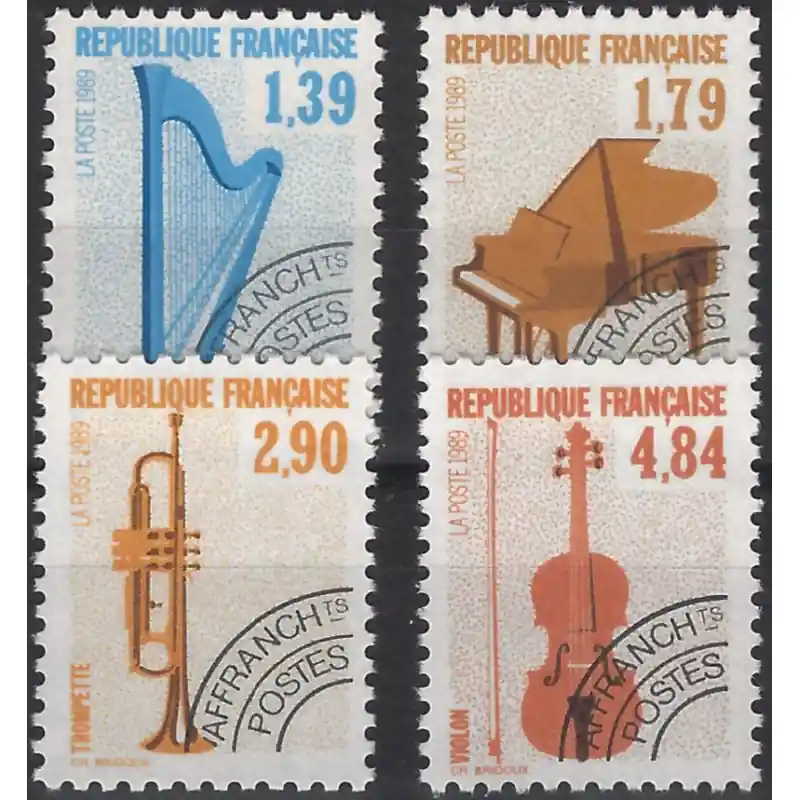 Instruments de musique timbres préoblitérés N°202-205 série neuf**. Commander Maintenant