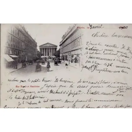 Carte postale Paris - Rue Royale et Madeleine - 1900 Meilleure Vente