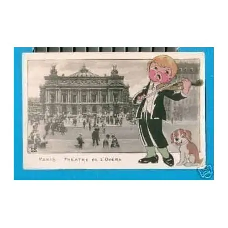 Prix Bas Carte postale PARIS - THEATRE DE L'OPERA - VIOLONISTE ET CHIEN
