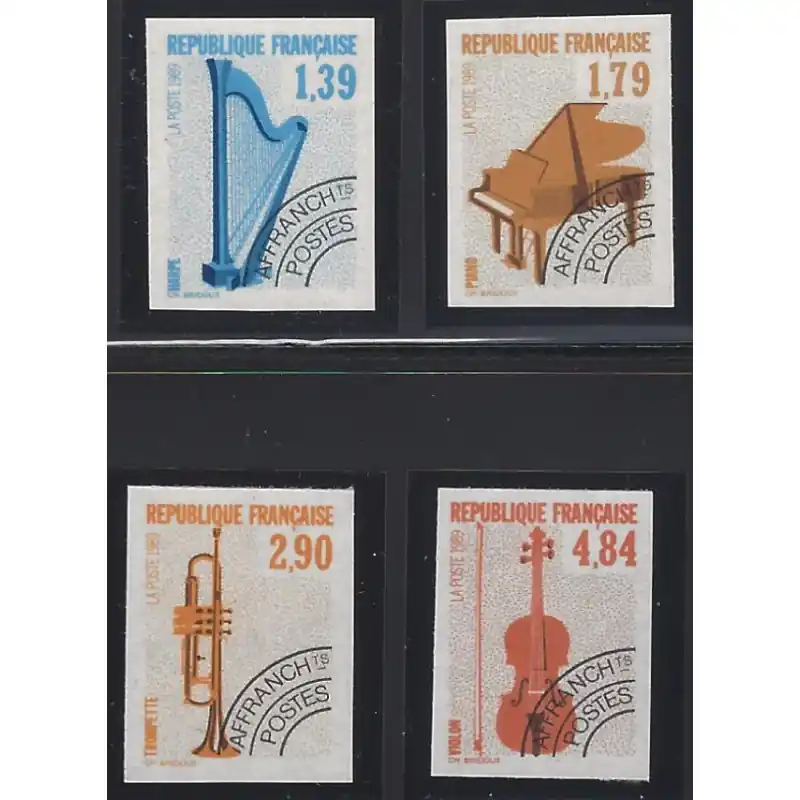 Instruments de musique timbres préoblitérés N°202-205 série non dentelé neuf**. Original