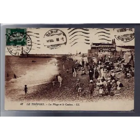 Carte postale 76 - Le Treport - La plage et le Casino - Voyage - Dos divise Acheter En Ligne