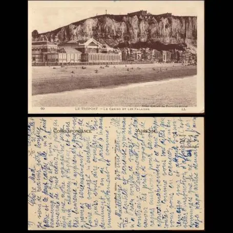 Carte postale 76 - Le Treport - Le casino et les falaises Bon Plan