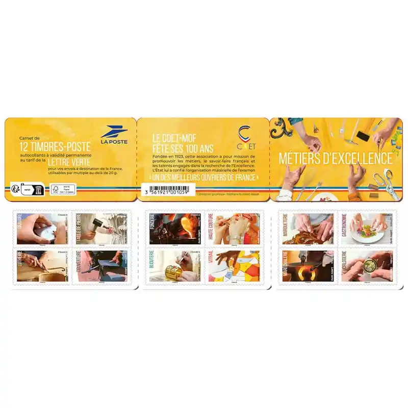 Timbres autoadhésifs de France N°2254-2265, Métiers d'excellence. Top Vente