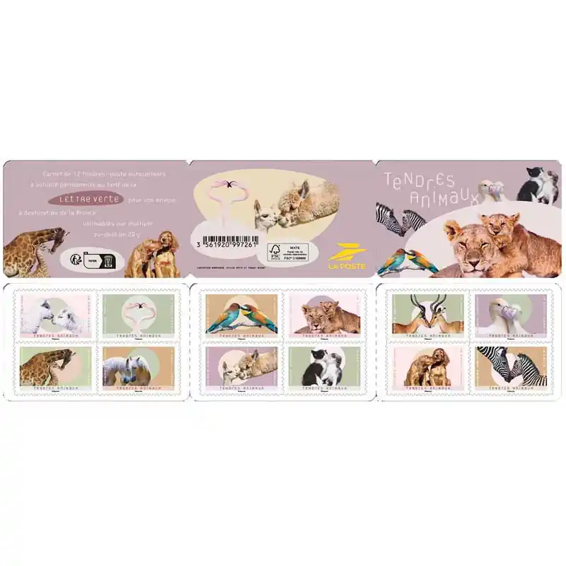Authentique Timbres autoadhésifs de France N°2242-2253, Tendres animaux.