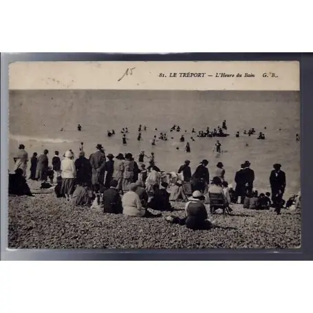 Carte postale 76 - Le Treport - l'heure du bain - Voyage - Dos divise Offre Spéciale