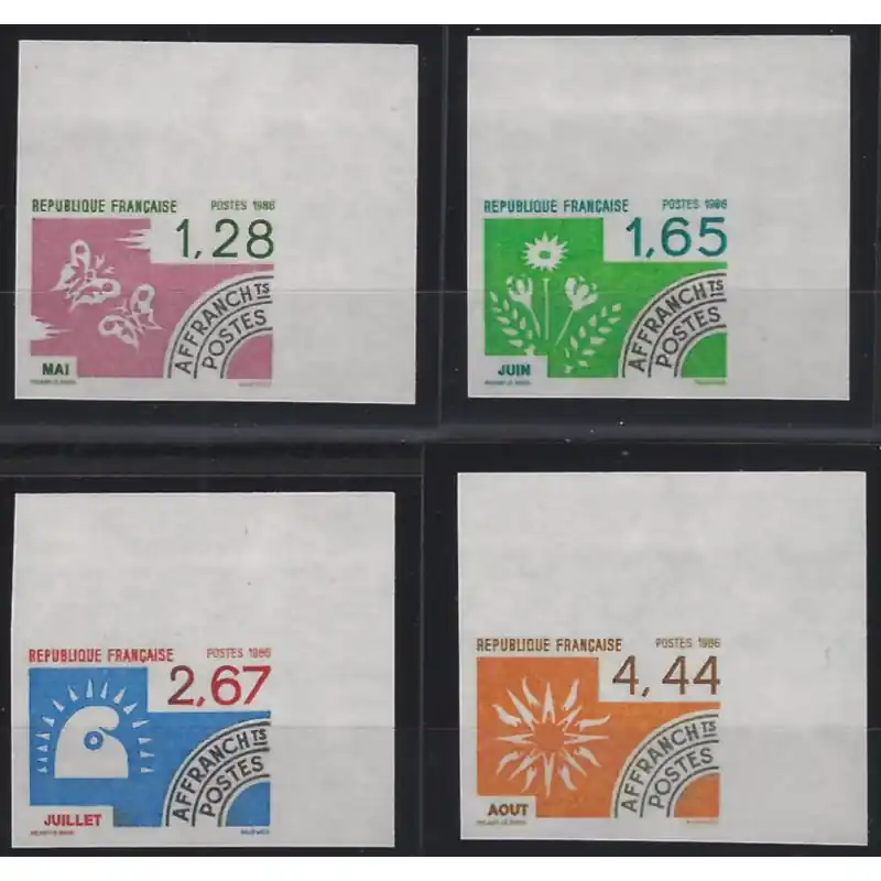Offre Exclusive Les mois de l'année timbres préoblitérés N°190-193 série non dentelé neuf**.