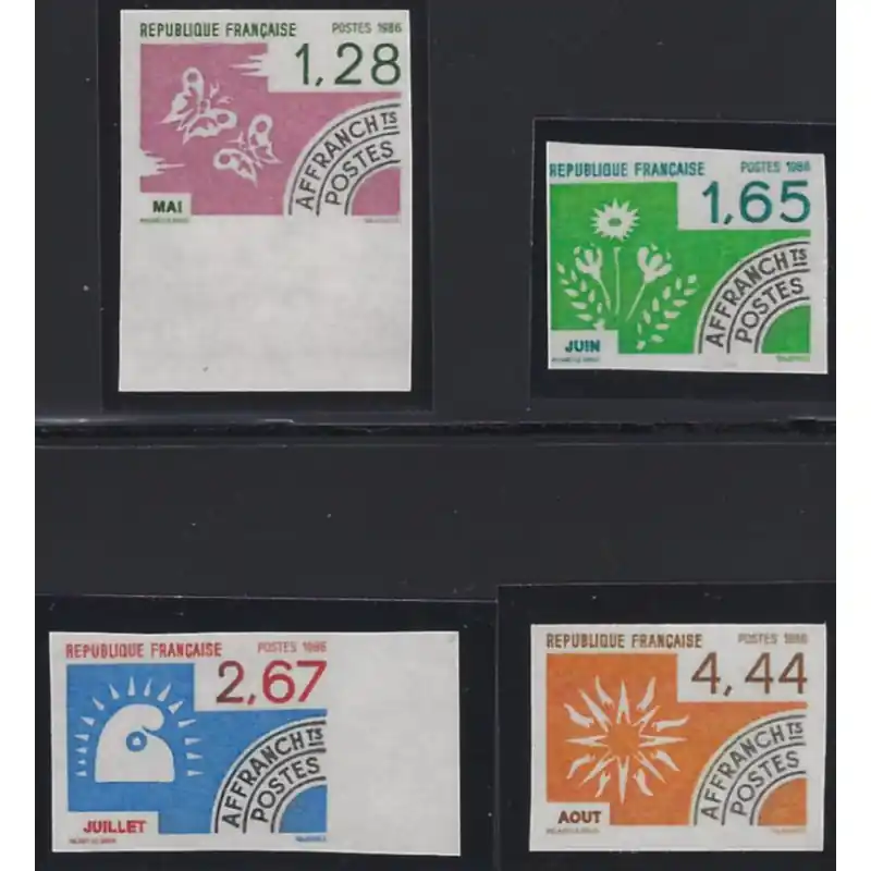 Les mois de l'année timbres préoblitérés N°190-193 série non dentelé neuf**. Jusqu’à Épuisement Des Stocks