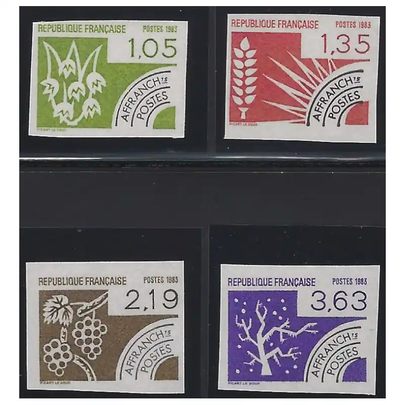 Jusqu’à Épuisement Des Stocks Les quatre saisons timbres préoblitérés N°178-181 série non dentelé neuf**.