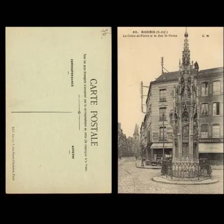 Carte postale 76 - Rouen - Croix de Pierre et rue St Vivien Commander Maintenant