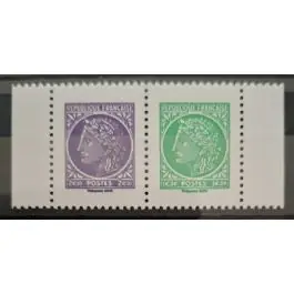 Timbre de collection France - 5863 et 5864 - Timbre "lettre verte et lettre internationale 20g - Paire Horizontale L.Int + L.V"  issue du Carnet "Crès de Mazelin - Salon de printemps 2025" Super Prix