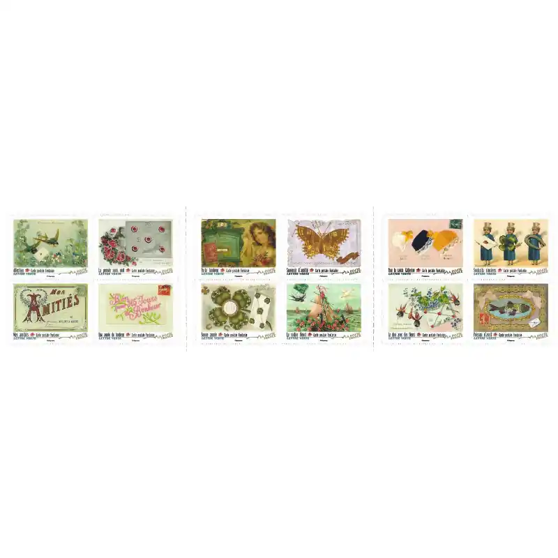 Livraison Mondiale Timbres autoadhésifs de France N°2157-2168, Carte postale.