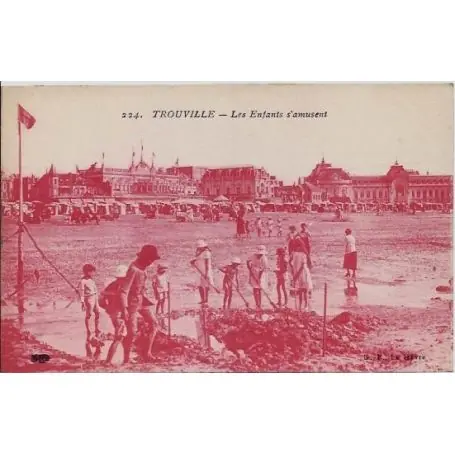 Certifié Carte postale 76 - Trouville - Les enfants s'amusent- Non voyage - Dos divise