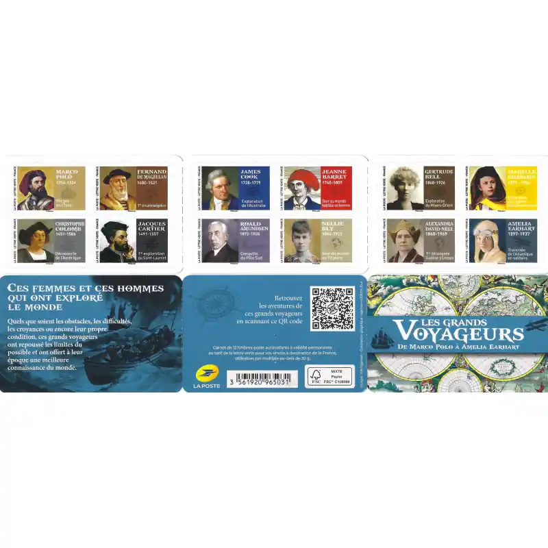 Populaire Timbres autoadhésifs de France N°2111-2122, Les grands voyageurs.