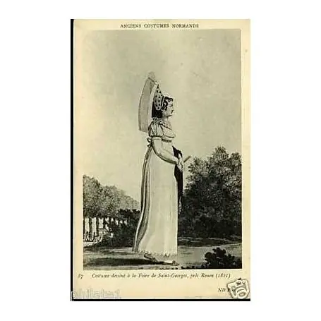 Nouvel Arrivage Carte postale 76 -Costume dessine a la foire de St Georges pres Rouen