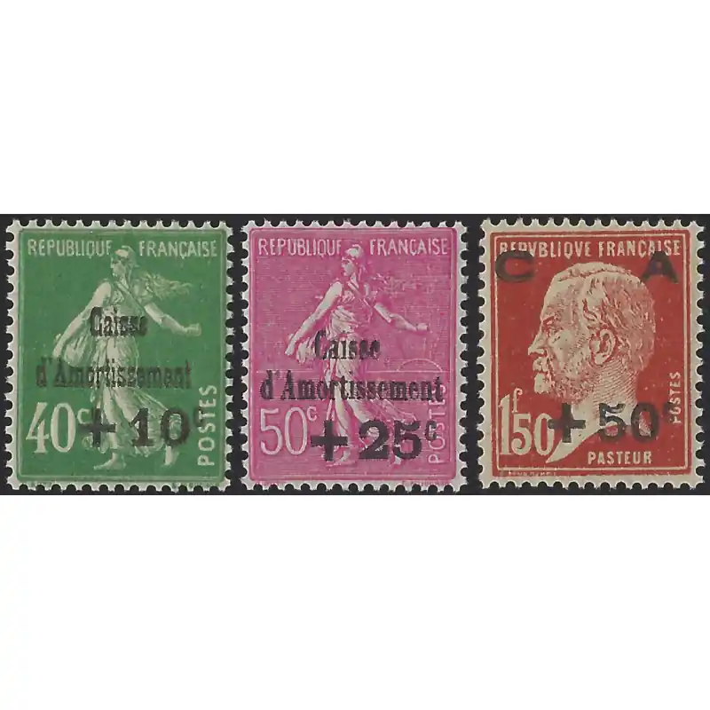 Caisse d'Amortissement timbres de France N°253-255 série neuf**. En Vogue