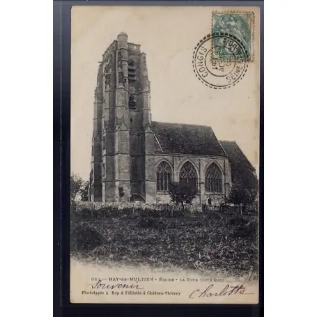 Carte postale 77 - May-en-Multien - Eglise - la Tour cote Sud - Voyage - Dos non divise Haute Qualité