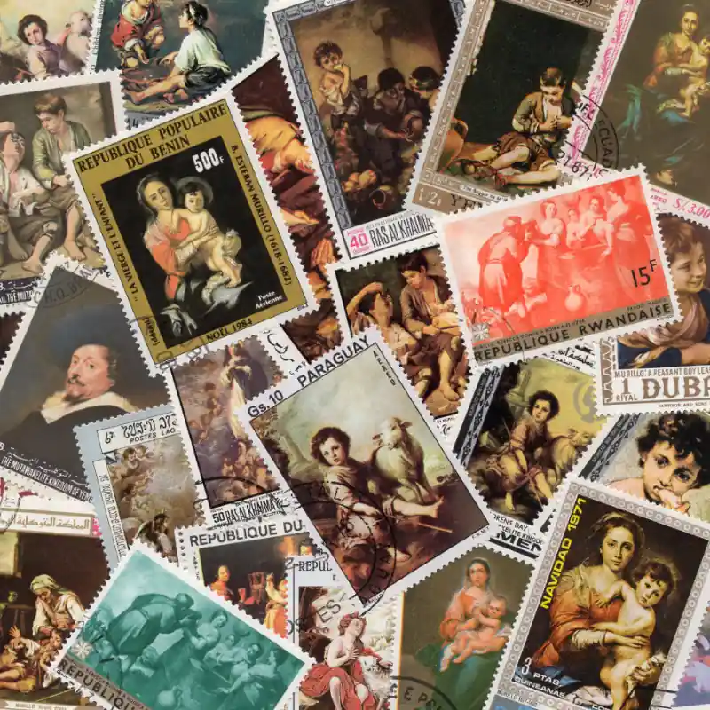 Peintre Murillo 25 timbres thématiques tous différents. Achetez Aujourd’hui