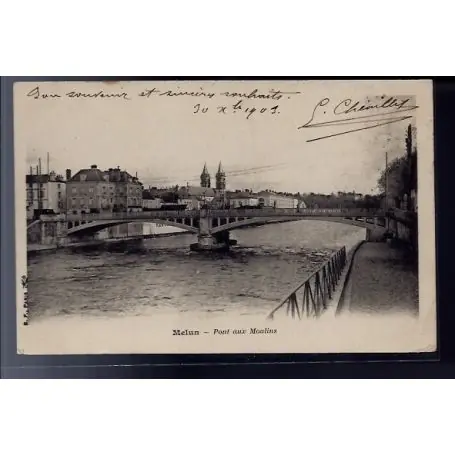 Carte postale 77 - Melun - Pont aux Moulins - Voyage - Dos non divise Livraison Express