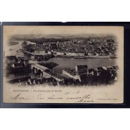 Carte postale 77 - Montereau - Vue generale prise de Surville - Voyage - Dos non divise Vente Flash