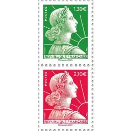 Prix Réduit Timbre de collection France - 5926 et 5927 Timbre "lettre verte et lettre internationale 20g - Paire Verticale L.V + L.Int"  issue du Carnet "Marianne de Muller - Salon d'automne 2025"