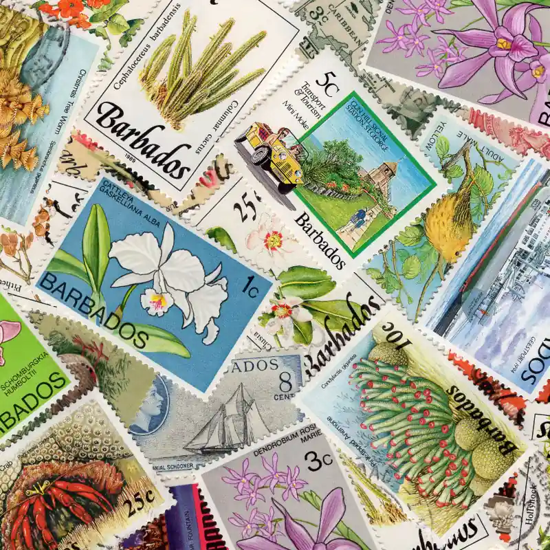 Barbade 500 timbres de collection tous différents. Satisfait Ou Remboursé