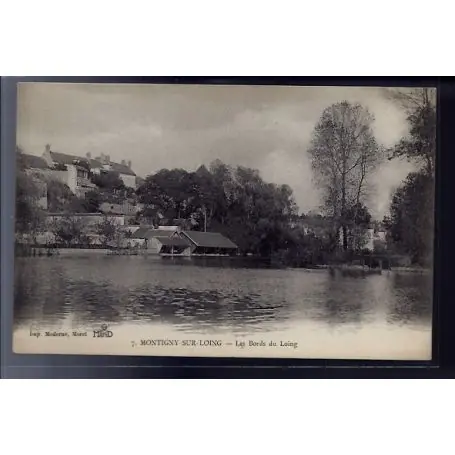Carte postale 77 - Montigny-sur-Loing - Les bords du Loing - Voyage - Dos divise Gros Lot